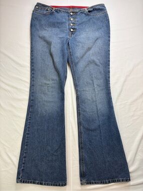 RL Polo Jeans Co Vintage Blue Flare Jeans Bell Bottom ButtonFly MidRise Y2K